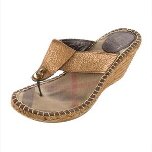 Burberry Espadrille Classic Nova Metallic Wedge Sandal EU 39 US 8.5